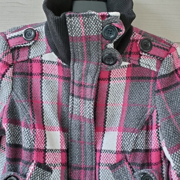 ambiance apparel Multicolored Plaid Knit Zip-up Winter Bomber Jacket Coat - Picture 12 of 16